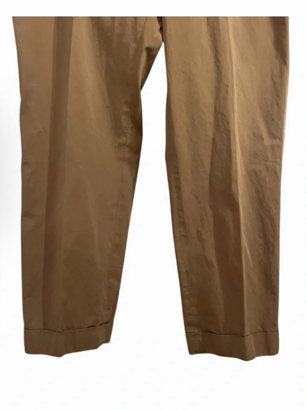INCOTEX Solid Khaki Brown 100% Cotton Mens Luxury Flat Front Pants Trousers - 38 - Picture 2 of 11
